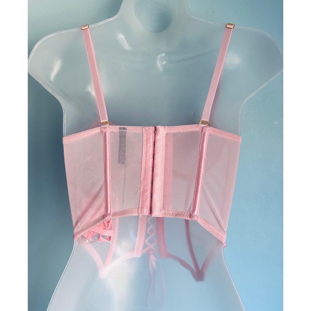 Corset Top Small Pink Lace Up Body Rage - Picture 3 of 7